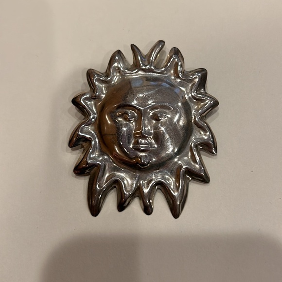Genuine Vintage Sterling Silver SUN Face Pendant/ Brooch 925 Mexico - Picture 7 of 12